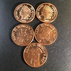 Copper Coin Collection(5)1 Oz Copper Each